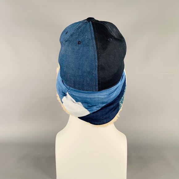 KAPITAL Size 7 1/2 Indigo Mixed Fabrics Patchwork Cotton Hat - Picture 4 of 9